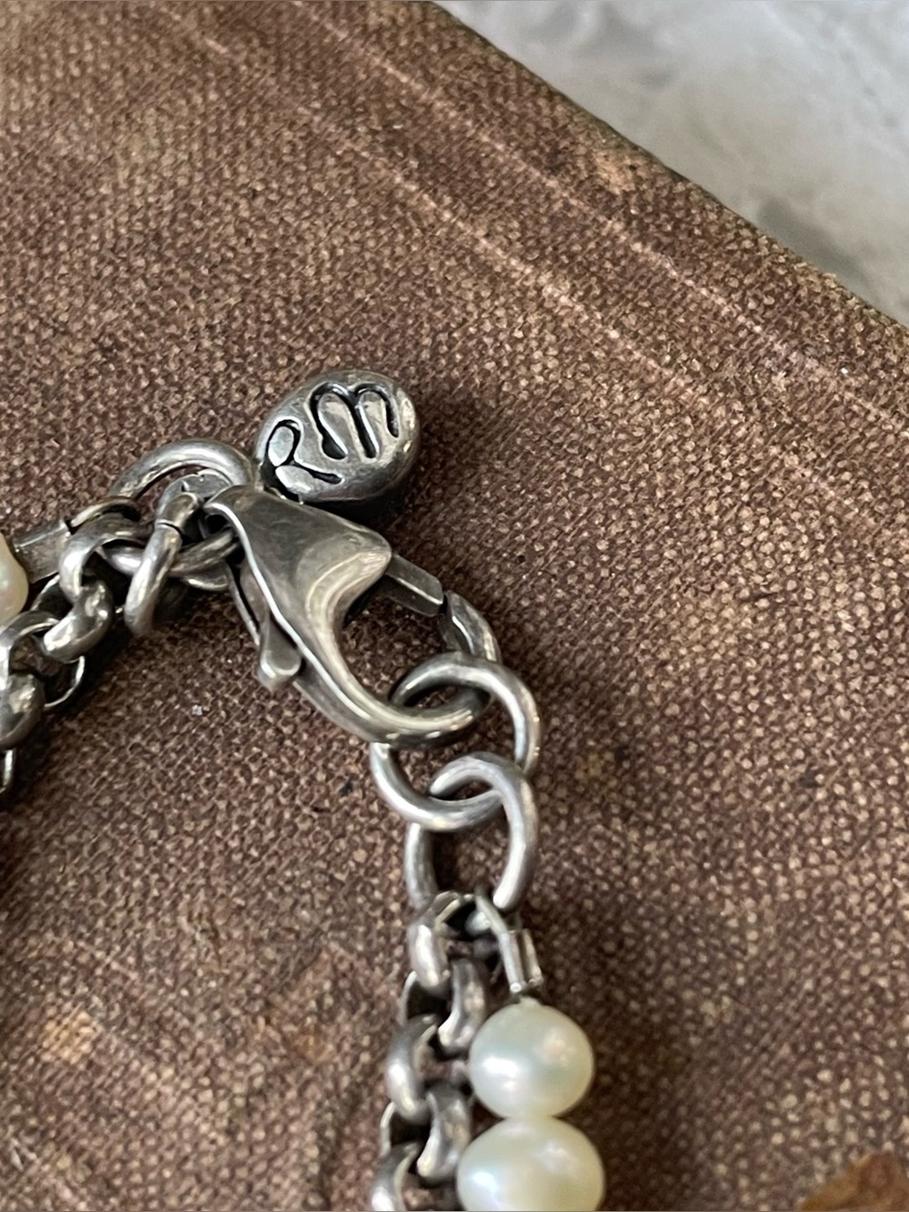 Vintage sterling silver chain & pearl necklace - Picture 5 of 7